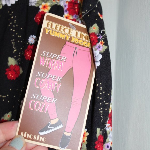 Women's Fleece Lined Jogger Pant - Skull Floral Print - NWT - Picture 5 of 10